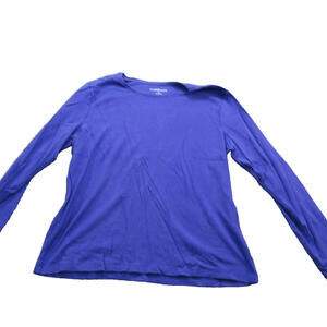 Croft & Barrow Shirt Womens‎ Large Blue Long Sleeve Crewneck 100% Cotton Casual